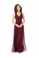 Sleeveless Burgundy Gold V-Neck Tulle A-Line Bridesmaid Dress Brisbane