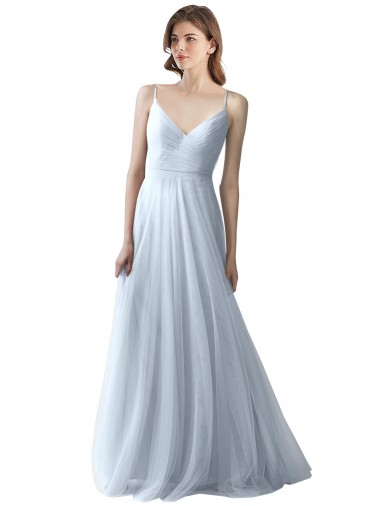 Sleeveless Spaghetti Straps Soft Tulle A-Line Bridesmaid Dress Brisbane