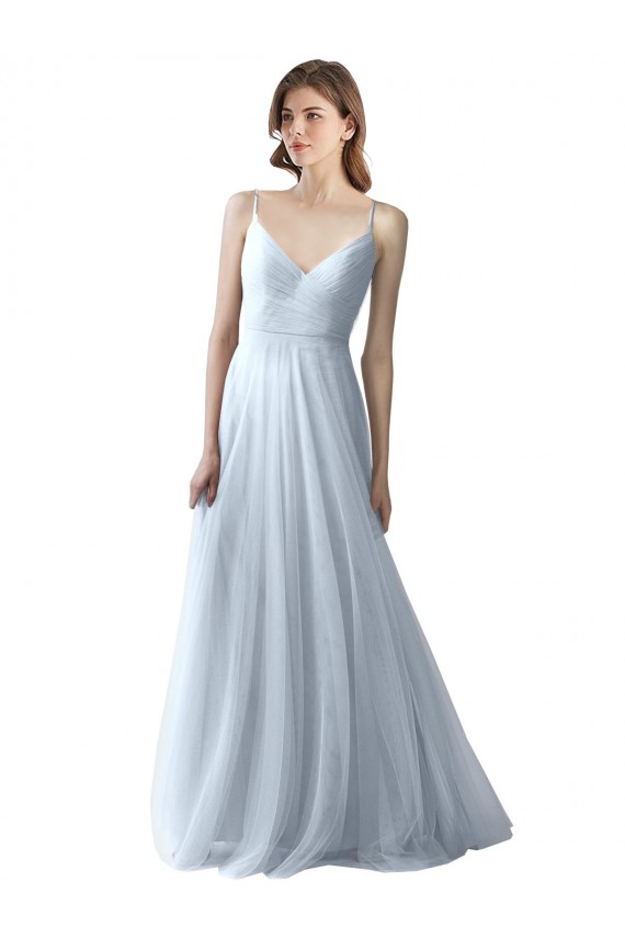 Sleeveless Spaghetti Straps Soft Tulle A-Line Bridesmaid Dress Brisbane