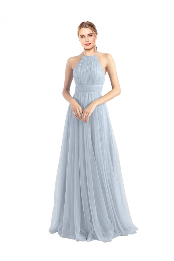 Sleeveless Halter Neck Criss Cross Back Tulle A-Line Bridesmaid Dress Brisbane