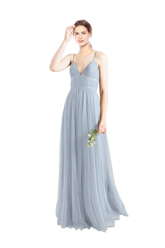 Sleeveless Spaghetti Straps Open Back Tulle A-Line Evening Dress / Bridesmaid Dress Brisbane
