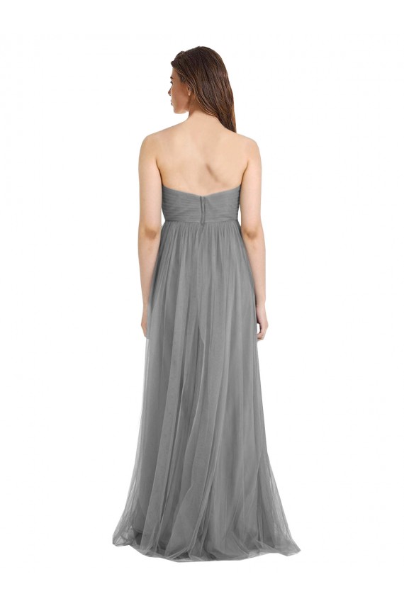 Sleeveless Slate Grey Sweetheart Tulle A-Line Bridesmaid Gown Brisbane