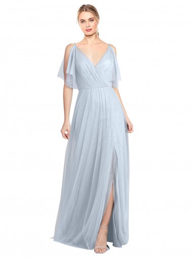 Flutter Sleeves Spaghetti Straps V-Back Tulle A-Line Bridesmaid Dress / Evening Dress Brisbane