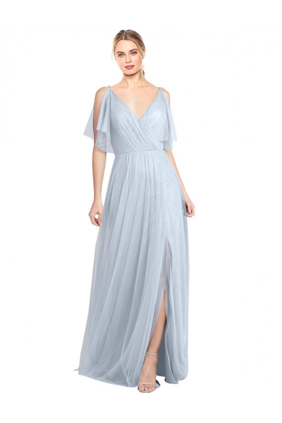 Flutter Sleeves Spaghetti Straps V-Back Tulle A-Line Bridesmaid Dress / Evening Dress Brisbane