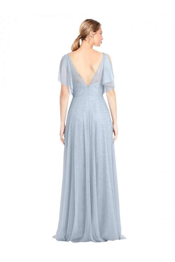 Flutter Sleeves Spaghetti Straps V-Back Tulle A-Line Bridesmaid Dress / Evening Dress Brisbane