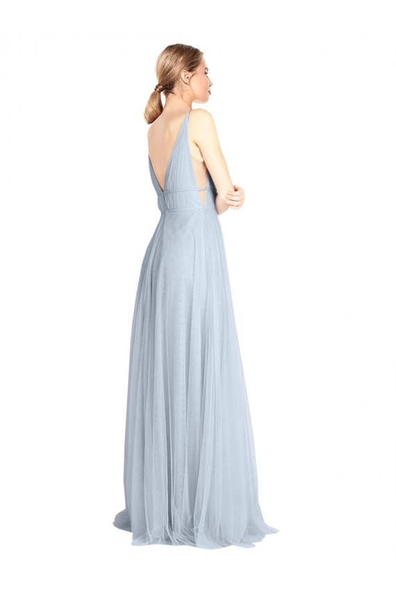 Sleeveless Light Sky Blue Spaghetti Straps V-Back Tulle A-Line Bridesmaid Dress Brisbane