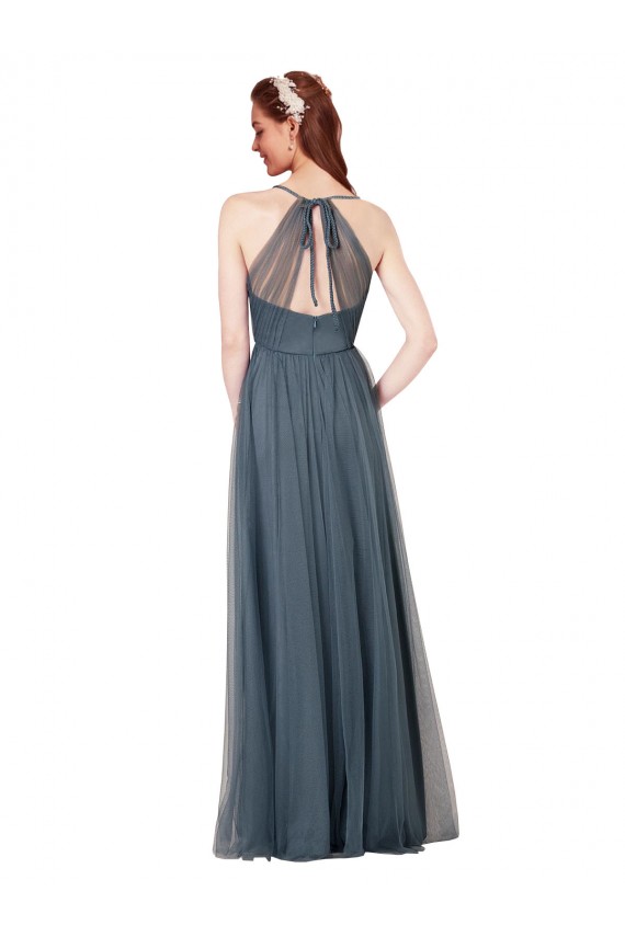 Sleeveless Spaghetti Straps Keyhole Back Tulle A-Line Bridesmaid Dress Brisbane