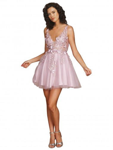 Sleeveless V-Neck V-Back Tulle A-Line Bridesmaid Dress Brisbane