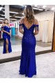 Sleeveless Spaghetti Straps Velvet Sequin Sheath Prom Dress / Evening Dress Brisbane