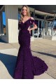 Sleeveless Plum Purple Spaghetti Straps Velvet Sequin Sheath Prom Dress / Evening Dress Brisbane