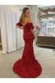 Short Sleeves Off the Shoulder Velvet Sequin Sheath Prom Dress / Evening Dress Brisbane