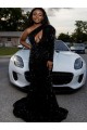 Long Sleeves One Shoulder Velvet Sequin Sheath Prom Dress Brisbane
