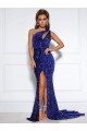 Sleeveless One Shoulder Velvet Sequin Mermaid Prom Dress / Evening Dress Brisbane