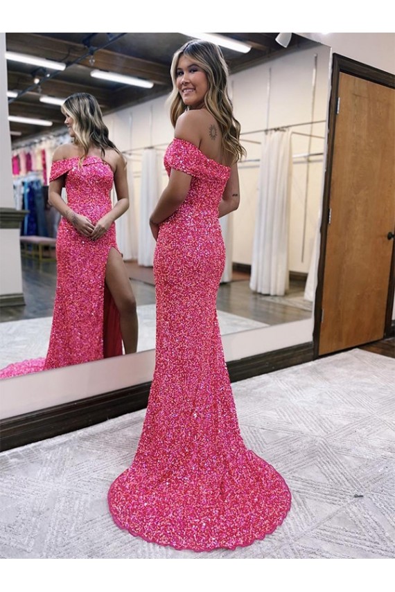 Sleeveless One Shoulder Velvet Sequin Sheath Evening Gown Brisbane