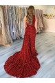 Sleeveless Burgundy One Shoulder Velvet Sequin Sheath Prom Dress Brisbane