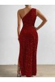 Sleeveless One Shoulder Velvet Sequin Sheath Prom Dress / Evening Dress Brisbane