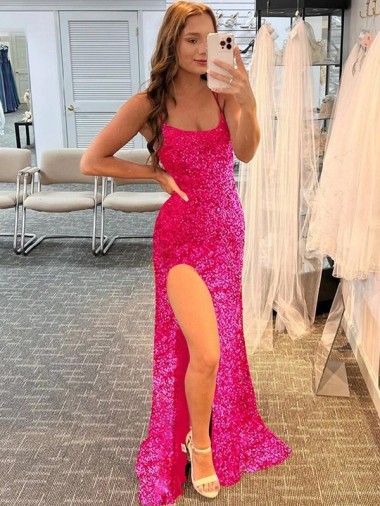 Sleeveless Spaghetti Straps Velvet Sequin Sheath Prom Dress / Evening Gown Brisbane