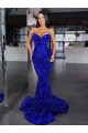 Sleeveless Spaghetti Straps Velvet Sequin Mermaid Evening Gown / Prom Dress Brisbane