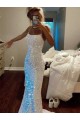 Sleeveless Spaghetti Straps Velvet Sequin Sheath Evening Dress Brisbane