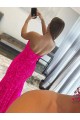 Sleeveless Fuchsia Strapless Velvet Sequin Sheath Prom Dress Brisbane
