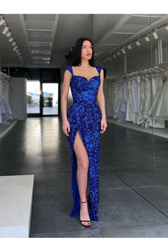 Sleeveless Spaghetti Straps Velvet Sequin Sheath Evening Gown / Prom Dress Brisbane
