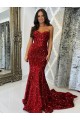 Sleeveless Burgundy Sweetheart Velvet Sequin Sheath Evening Dress Brisbane
