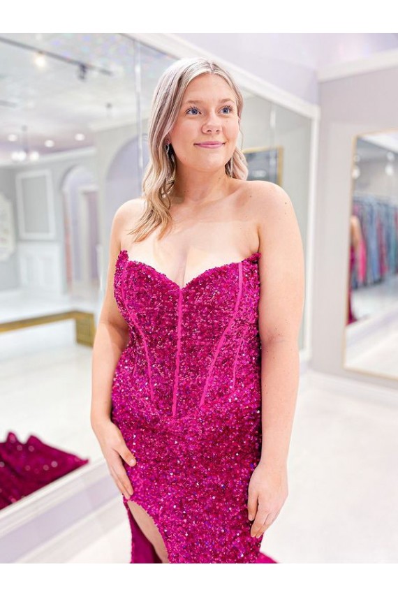 Sleeveless Sweetheart Velvet Sequin Sheath Evening Dress Brisbane