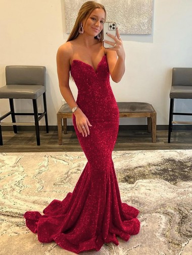 Sleeveless Burgundy Sweetheart Velvet Sequin Sheath Prom Dress Brisbane