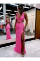 Sleeveless V-Neck Velvet Sequin Sheath Long Evening Dress Brisbane