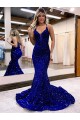 Sleeveless V-Neck Velvet Sequin Mermaid Prom Dress Brisbane
