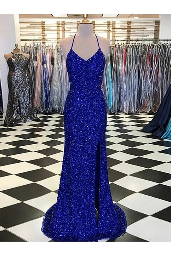 Sleeveless V-Neck Velvet Sequin Sheath Prom Dress / Evening Gown Brisbane