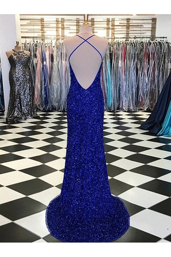 Sleeveless V-Neck Velvet Sequin Sheath Prom Dress / Evening Gown Brisbane