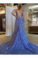 Sleeveless V-Neck Velvet Sequin A-Line Prom Dress / Evening Dress Brisbane