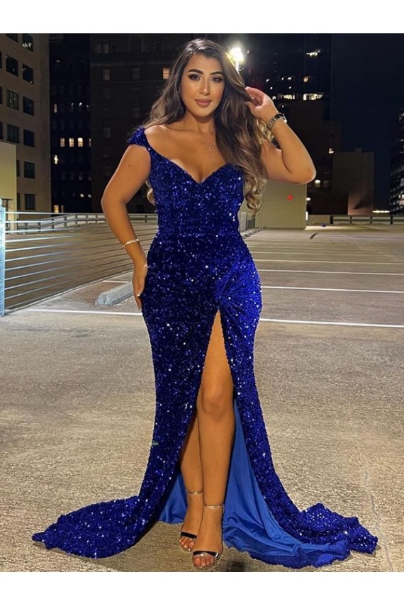 Sleeveless V-Neck Velvet Sequin Sheath Dress Brisbane
