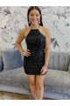 Sleeveless Halter Neck Velvet Sequin Sheath Prom Dress Brisbane