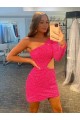 Long Sleeves One Shoulder Velvet Sequin Sheath Evening Gowns Brisbane
