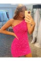 Sleeveless One Shoulder Short Velvet Sequin Sheath Evening Gown Brisbane