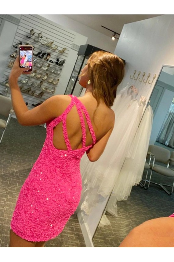 Sleeveless One Shoulder Short Velvet Sequin Sheath Evening Gown Brisbane