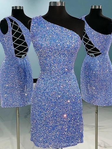 Sleeveless One Shoulder Velvet Sequin Sheath Prom Dress Brisbane