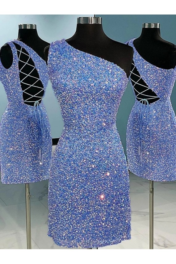 Sleeveless One Shoulder Velvet Sequin Sheath Prom Dress Brisbane