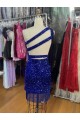 Sleeveless One Shoulder Velvet Sequins Sheath Homecoming Dress Brisbane