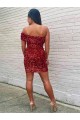 Sleeveless One Shoulder Velvet Sequin Sheath Prom Dress Brisbane