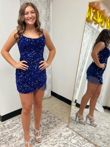 Sleeveless Spaghetti Straps Velvet Sequin Sheath Prom Dress Brisbane