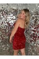 Sleeveless Burgundy Sweetheart Velvet Sequin Sheath Evening Dresses Brisbane