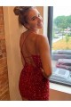 Sleeveless V-Neck Velvet Sequin Sheath Evening Gown Brisbane