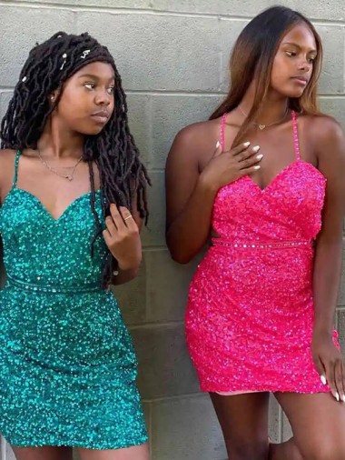 Sleeveless Dark Green V-Neck Velvet Sequin Sheath Prom Dress Brisbane