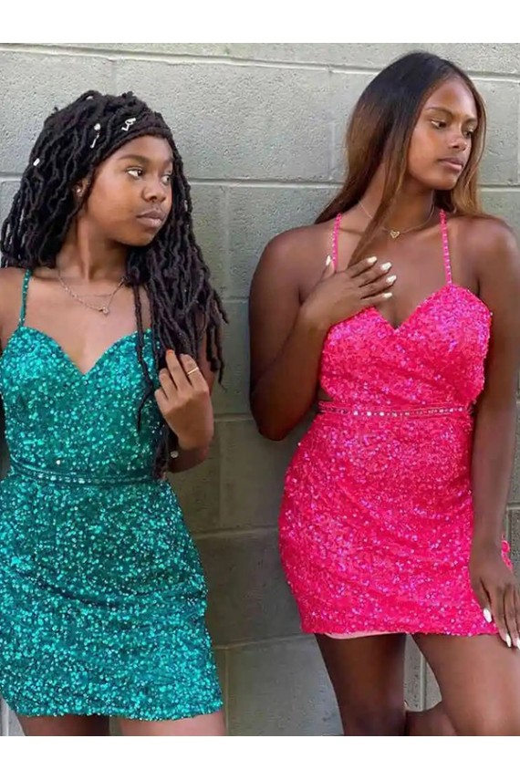 Sleeveless Dark Green V-Neck Velvet Sequin Sheath Prom Dress Brisbane