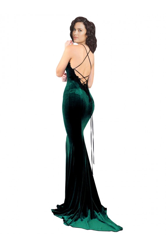 Sleeveless High Neck Low Back Stretch Velvet Mermaid Formal Evening Gown / Prom Dress / Bridesmaid Dress Brisbane