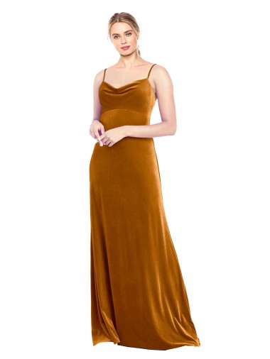 Sleeveless Spaghetti Straps Stretch Velvet A-Line Prom Dress / Bridesmaid Dress Brisbane