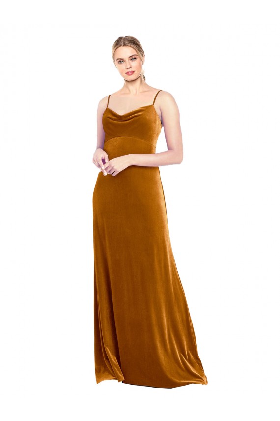 Sleeveless Spaghetti Straps Stretch Velvet A-Line Prom Dress / Bridesmaid Dress Brisbane